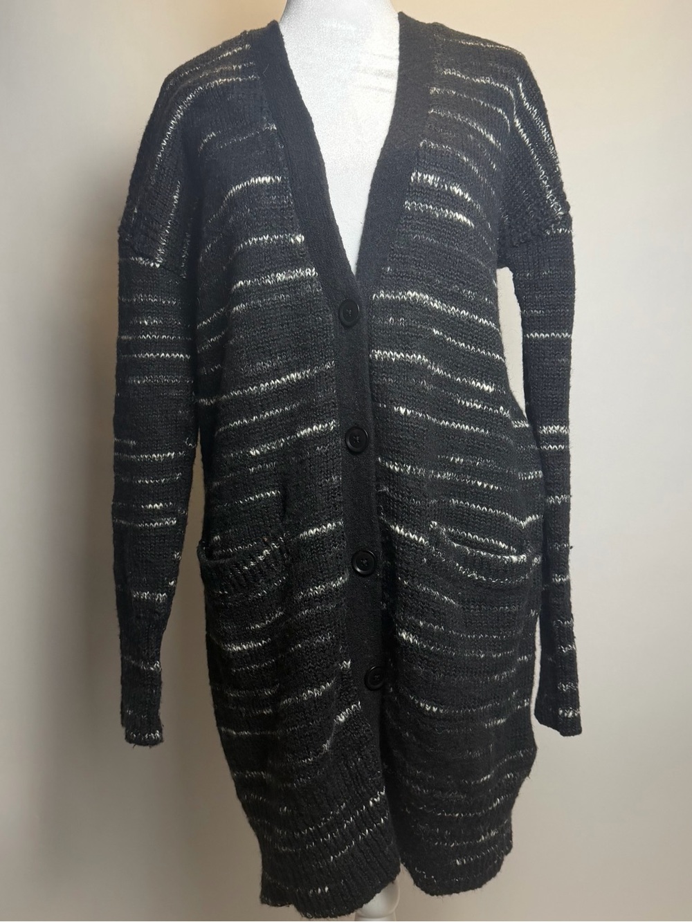Banana Republic Black Merino Extra Fine Wool Blend Long Cardigan